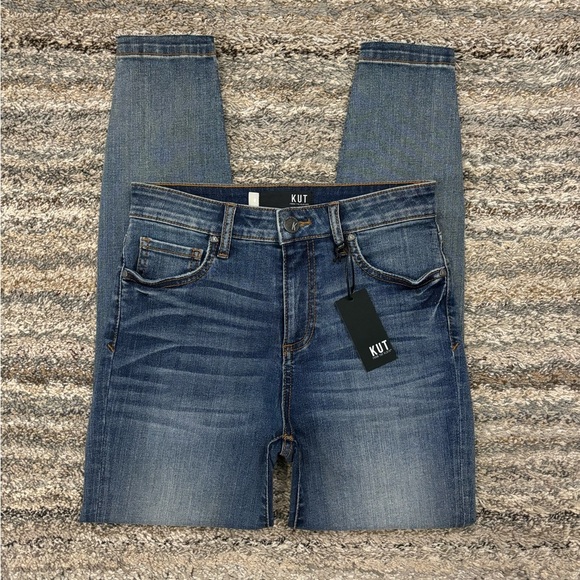 KUT From The Kloth High Rise Cropped Skinny Jeans Sz 0 NWT | KUT Crop Skinny - - Picture 1 of 14